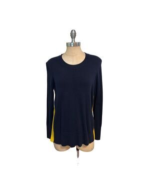 Boden Womens Navy & Yellow Knit Sweater Long Sleeve Crewneck Medium